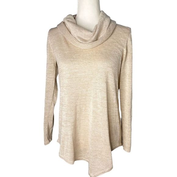 ⭐️Cupio Cowl Neck Gold Metallic Sweater M - Picture 1 of 8